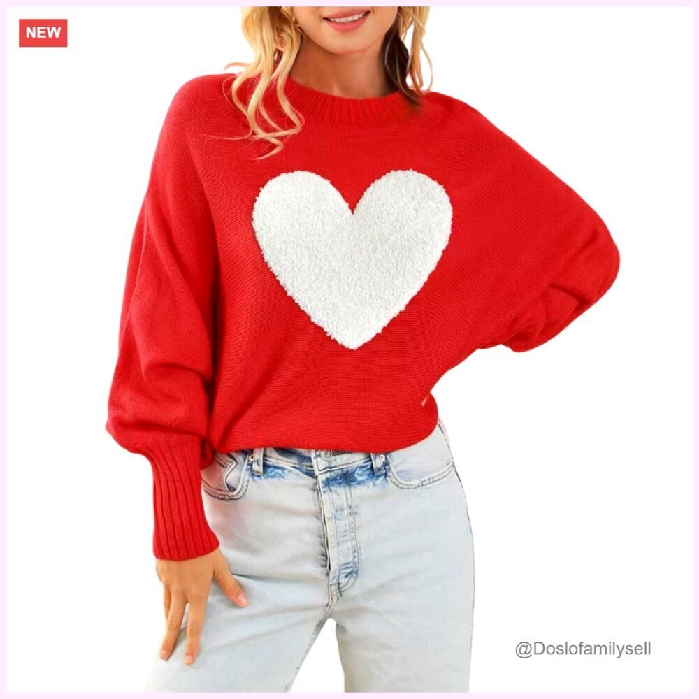 Long Batwing Sleeve Pullover Sweater Loose Fit Oversized Christmas Holiday